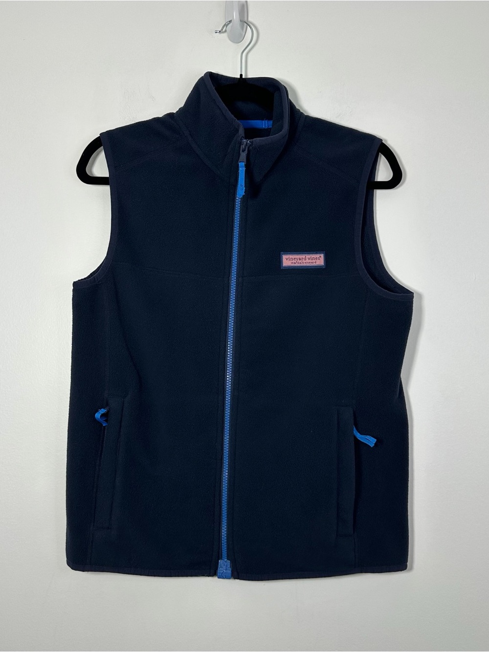 Vineyard Vines Girls Large 16 Navy Blue Fleece Vest Full Zip